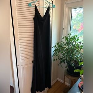 Long formal black dress with slight mermaid tail in back